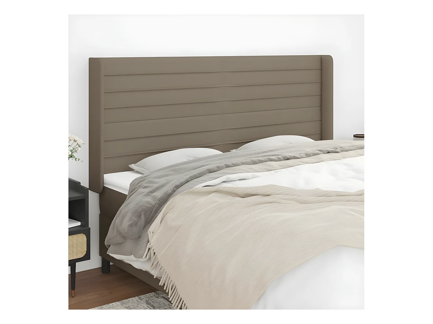 Tête de lit avec oreilles Taupe 163x16x118/128 cm Tissu