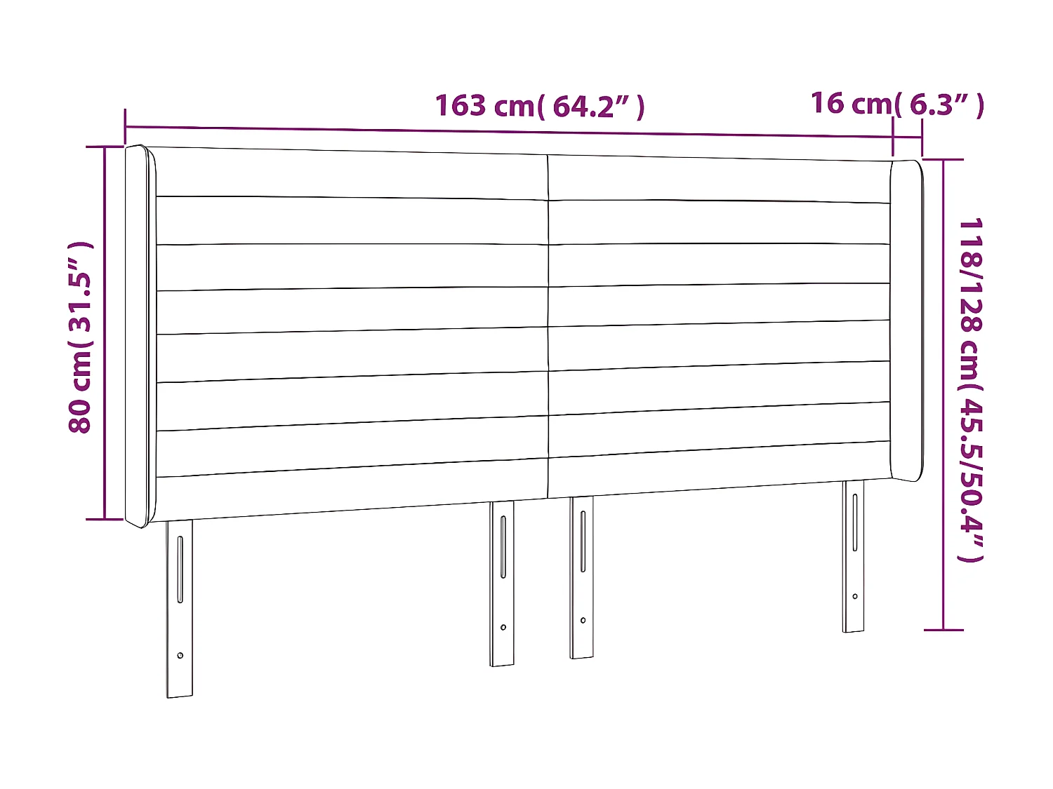 Tête de lit avec oreilles Taupe 163x16x118/128 cm Tissu