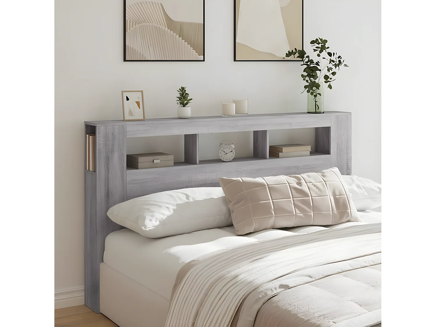 Tête de lit à LED sonoma gris 180x18,5x103,5 cm bois ingénierie