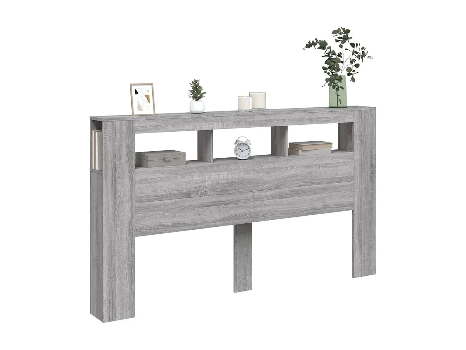 Tête de lit à LED sonoma gris 180x18,5x103,5 cm bois ingénierie