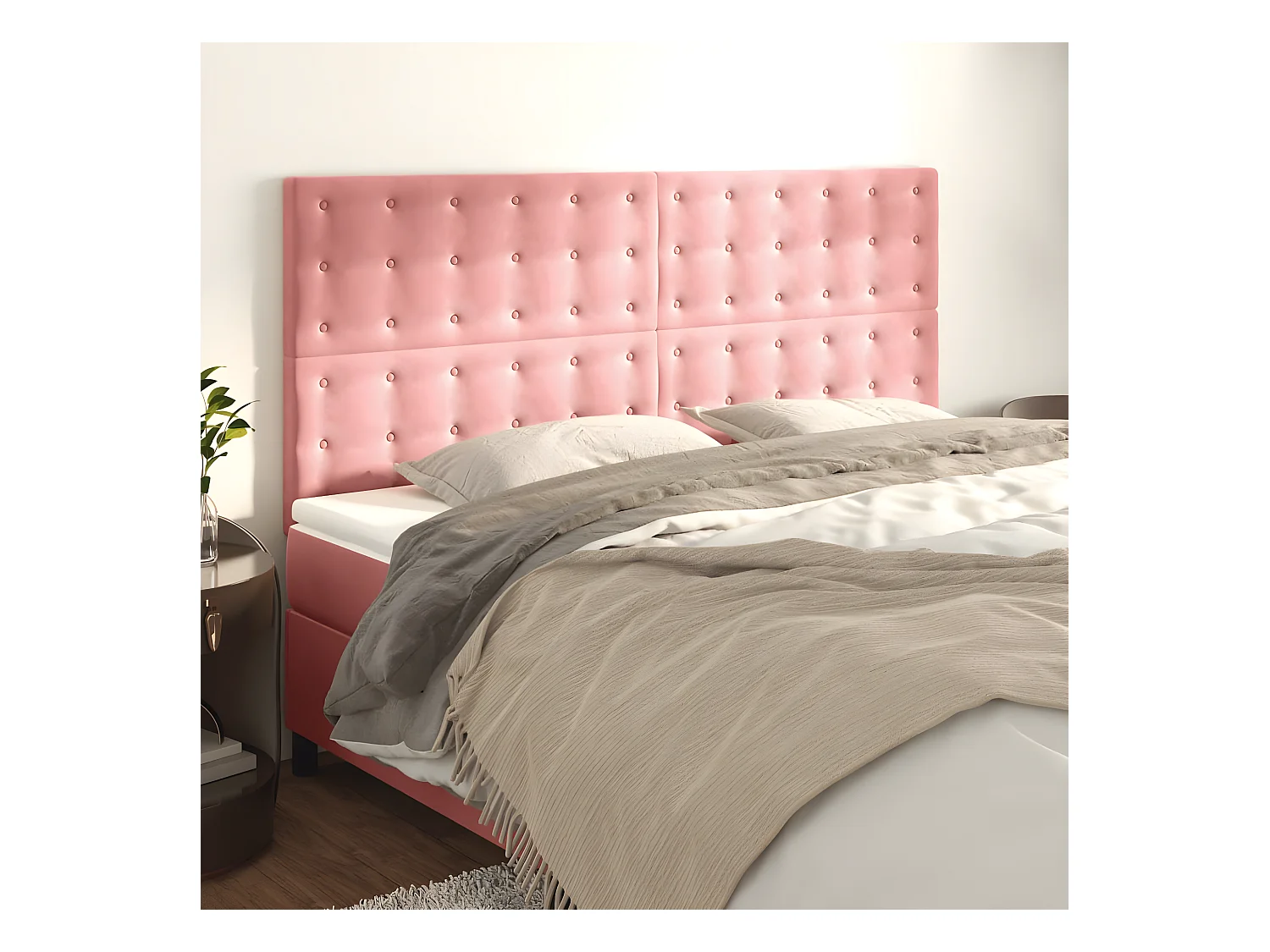 Hoofdborden 4 st 80x5x78/88 cm fluweel roze