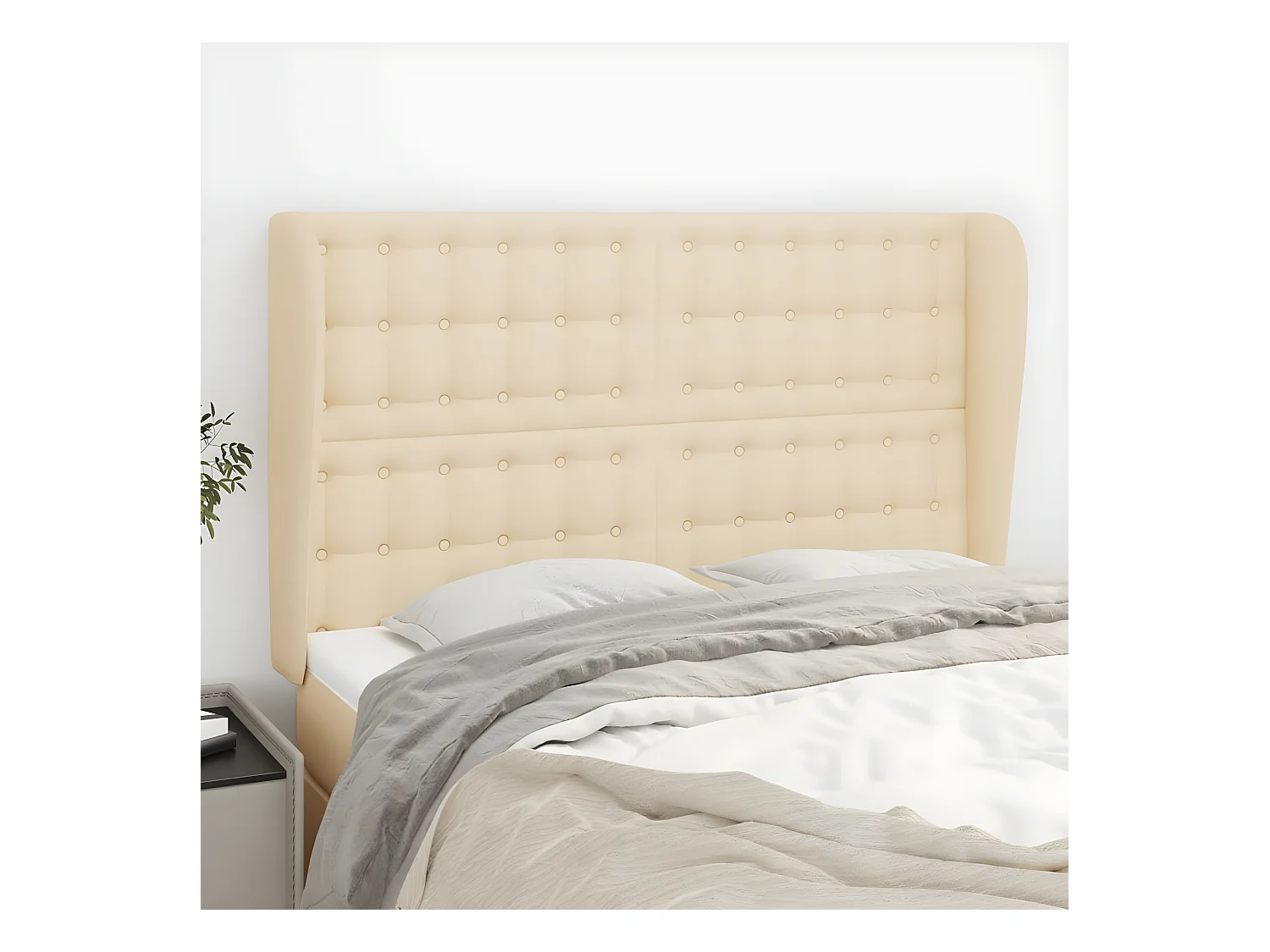 Tête de lit avec oreilles Crème 147x23x118/128 cm Tissu