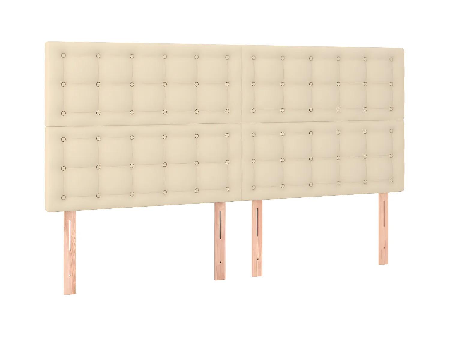 Cabecero con luces LED tela crema 200x5x118/128 cm