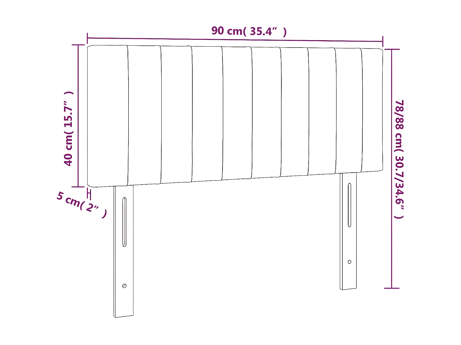 Tête de lit Gris foncé 90x5x78/88 cm Velours