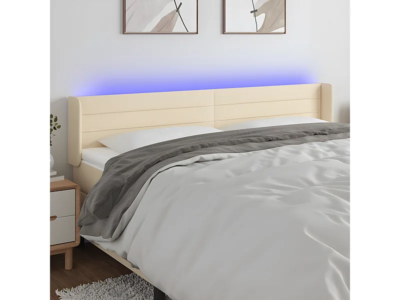 Tête de lit à LED Crème 163x16x78/88 cm Tissu