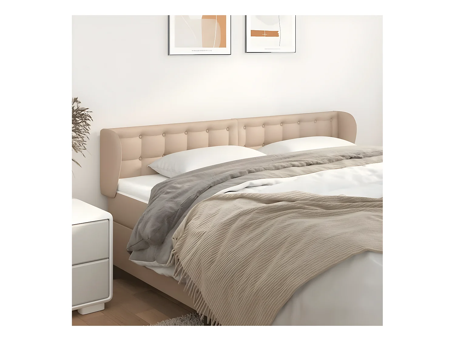 Tête de lit avec oreilles Cappuccino 163x23x78/88 cm Similicuir