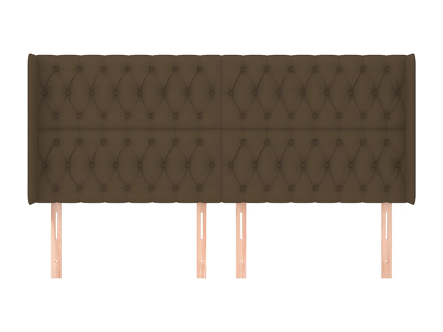 Hoofdbord met randen 183x16x118/128 cm stof donkerbruin