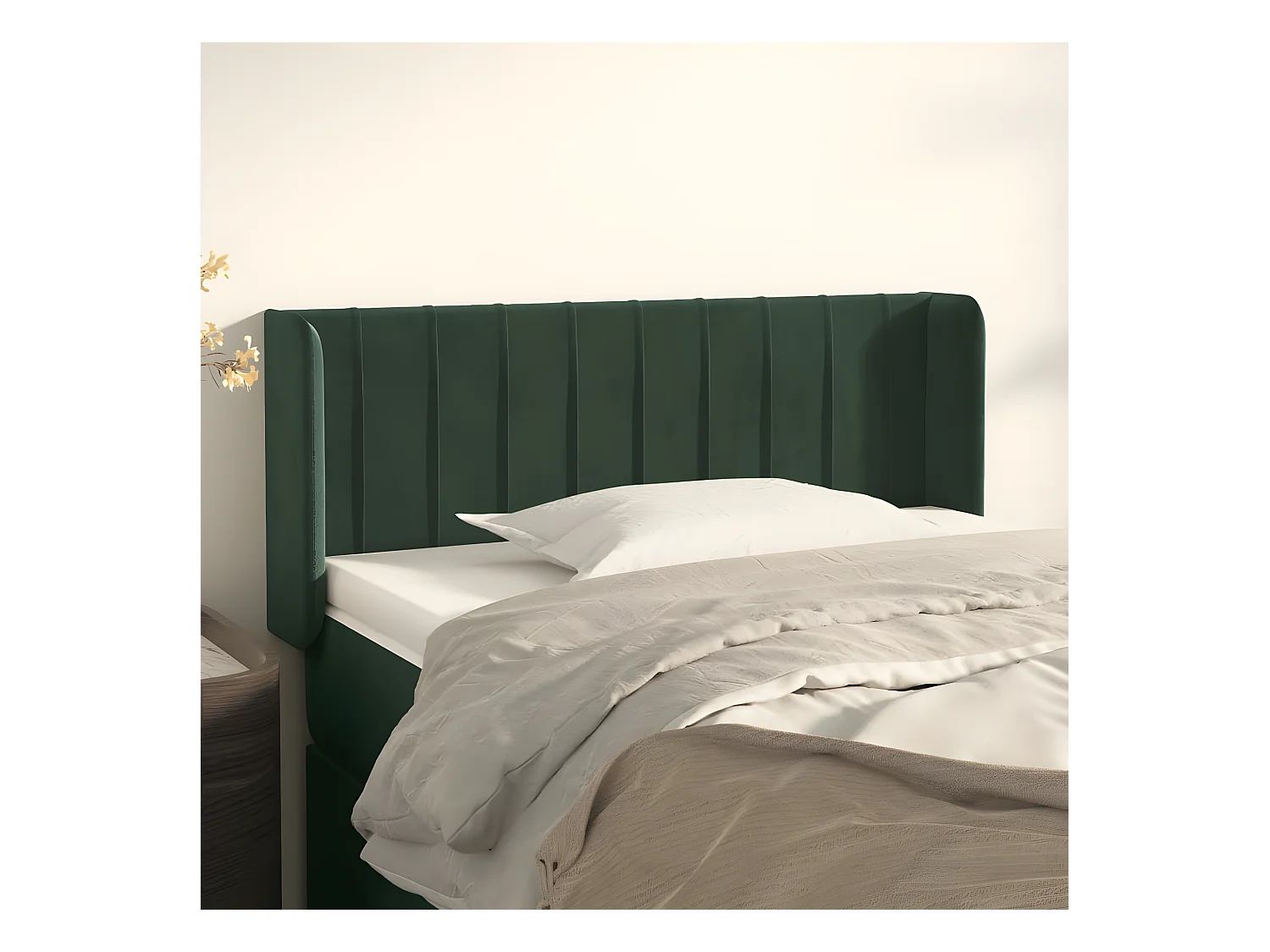 Tête de lit avec oreilles Vert foncé 93x16x78/88 cm Velours