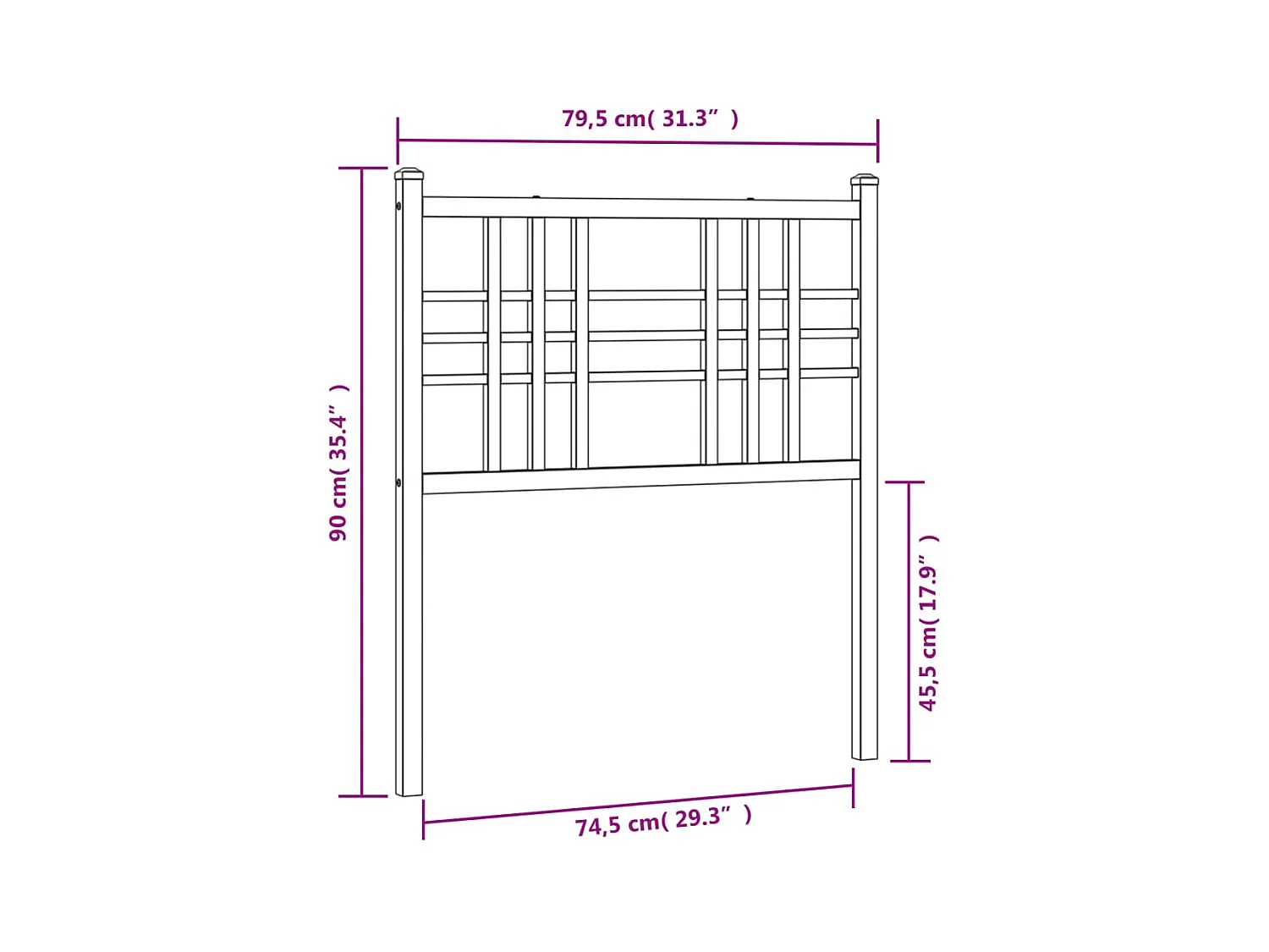 Cabeceira de cama 75 cm metal preto