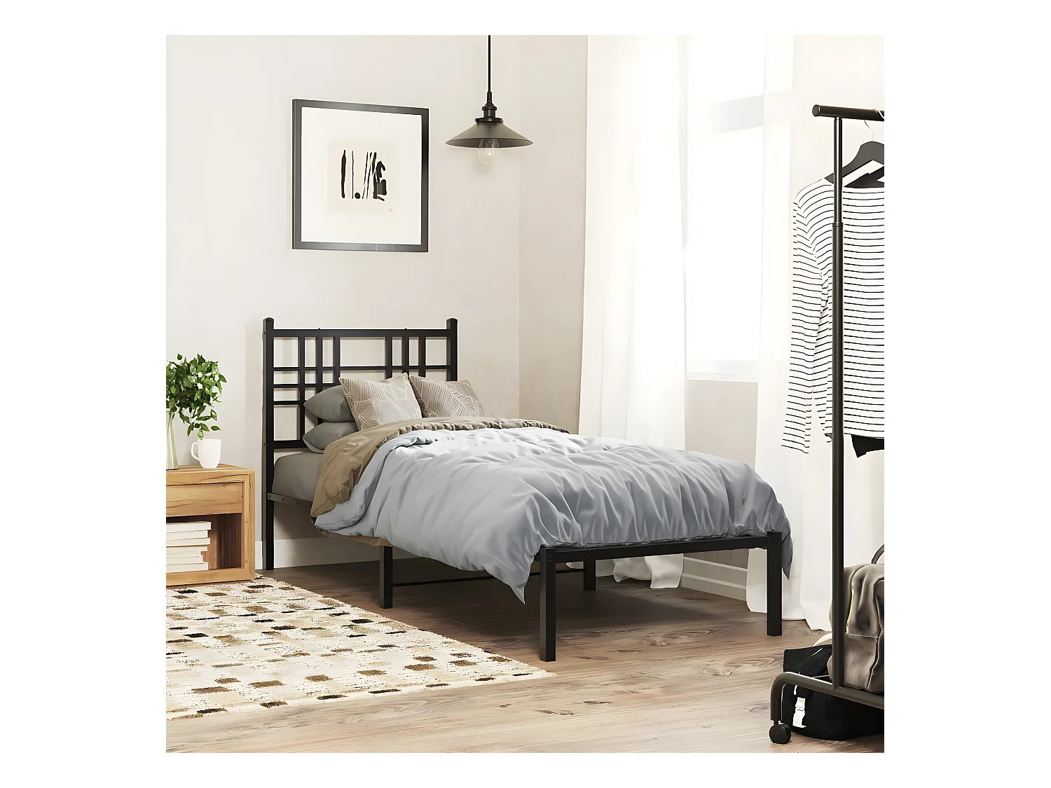 Cabeceira de cama 75 cm metal preto