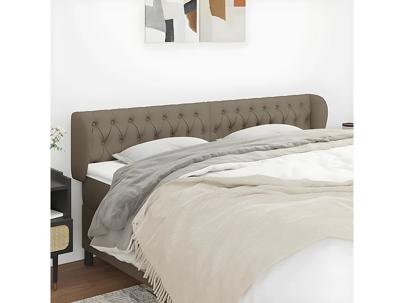 Tête de lit avec oreilles Taupe 183x23x78/88 cm Tissu