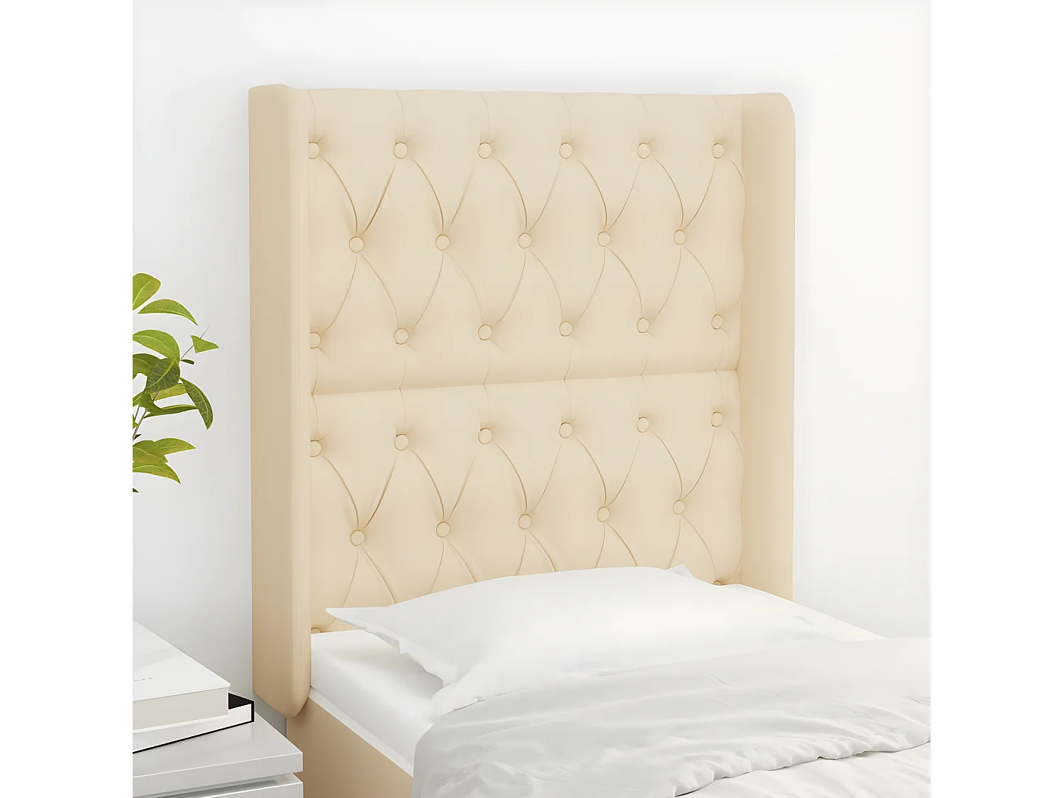 Tête de lit avec oreilles Crème 83x16x118/128 cm Tissu