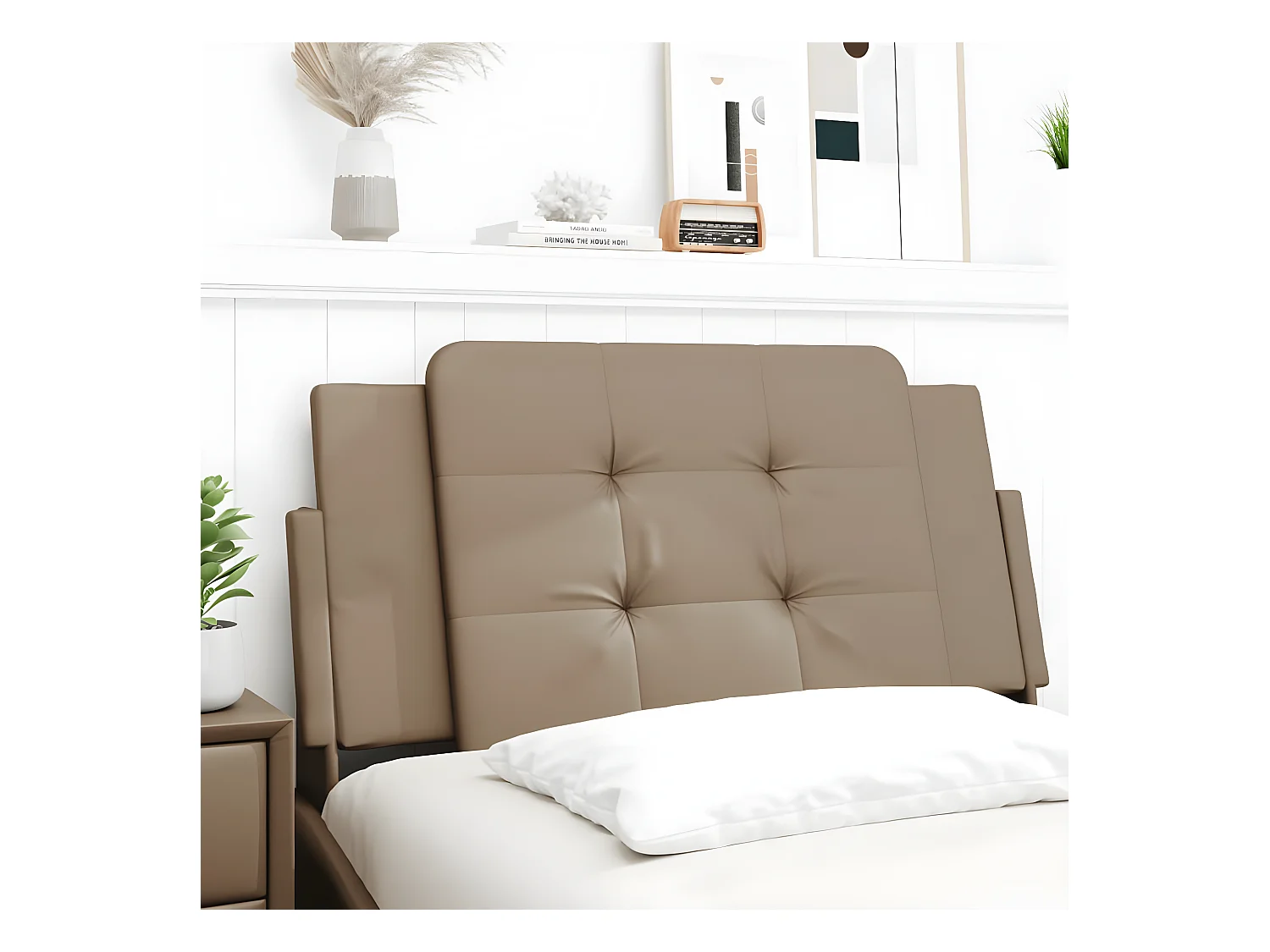 Coussin de tête de lit cappuccino 100 cm similicuir