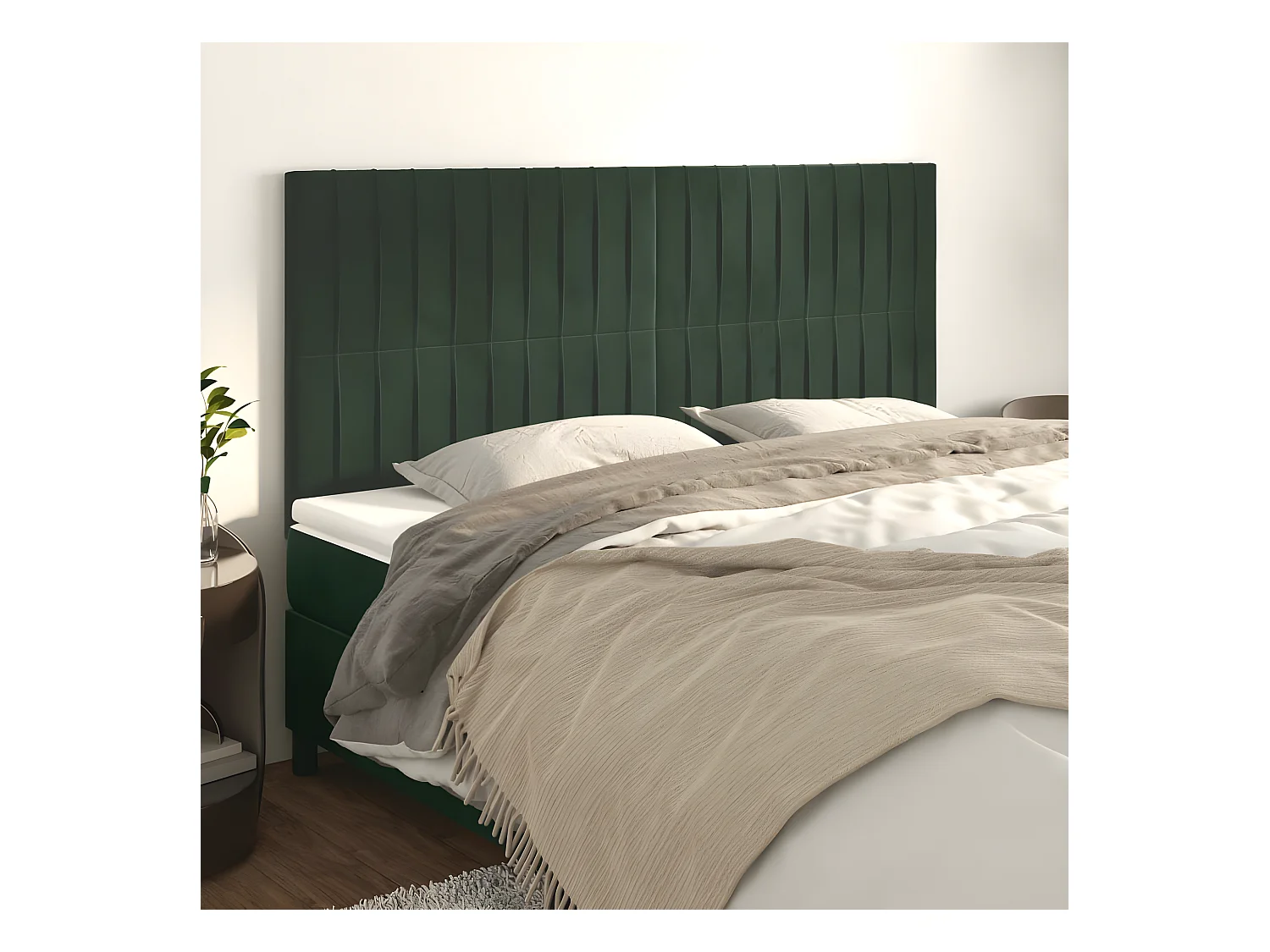 Cabeceros 4 unidades de terciopelo verde oscuro 100x5x78/88 cm