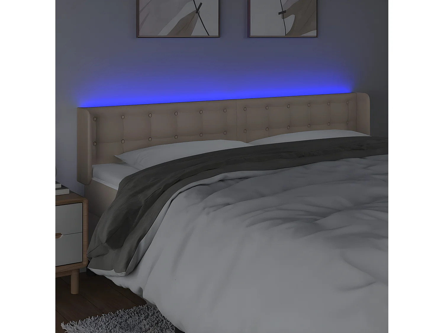 Tête de lit à LED Cappuccino 163x16x78/88 cm Similicuir