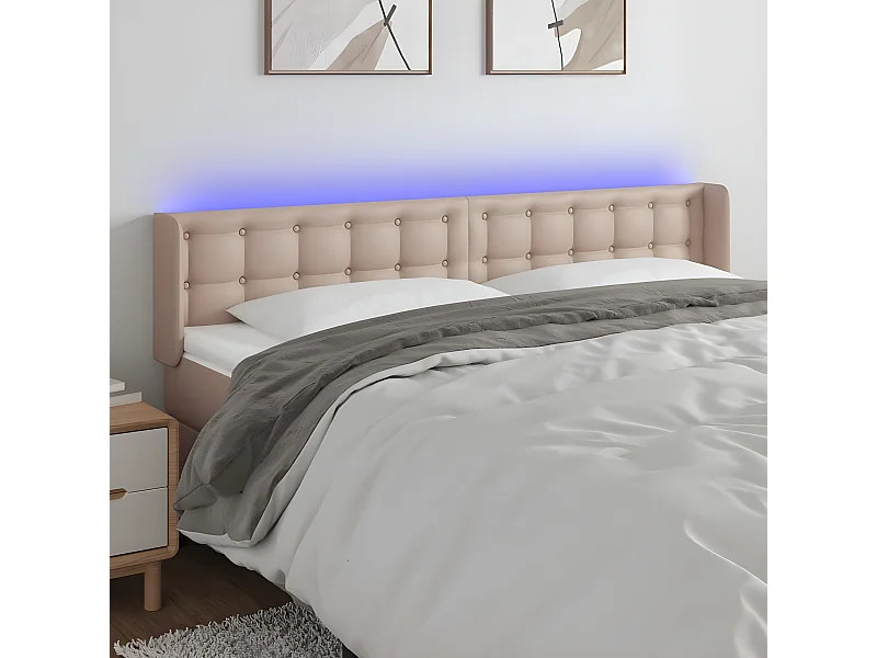 Tête de lit à LED Cappuccino 163x16x78/88 cm Similicuir