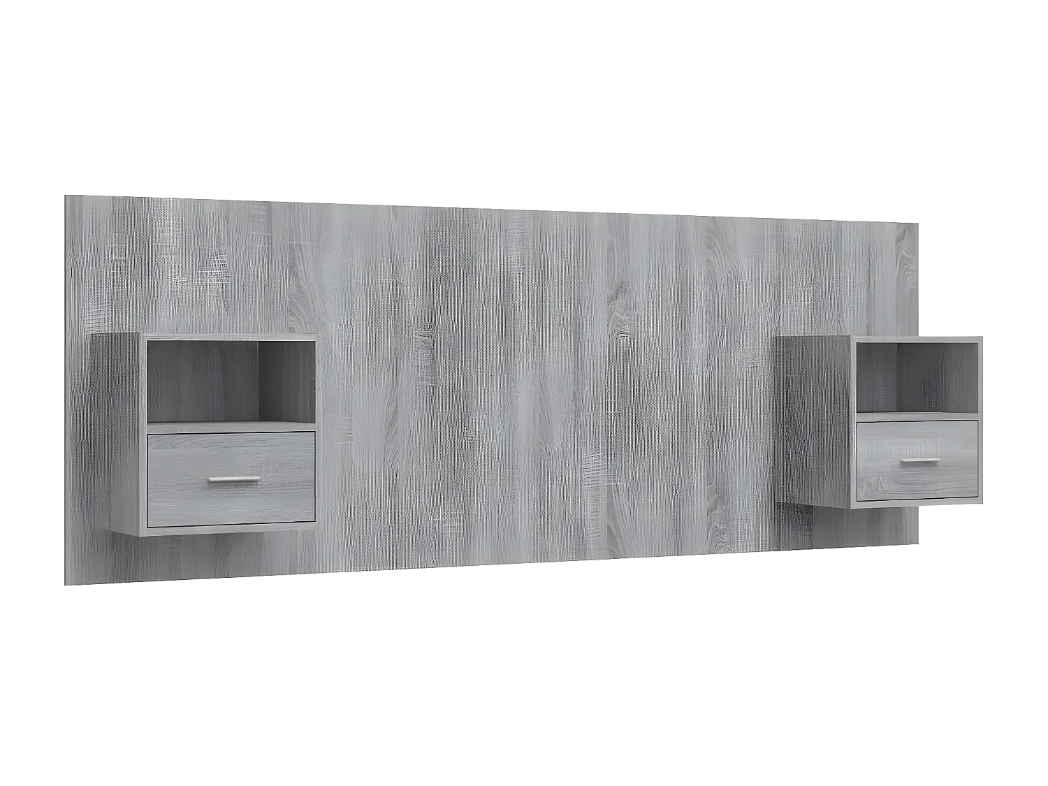 Cabecero de cama con mesitas madera contrachapada gris Sonoma