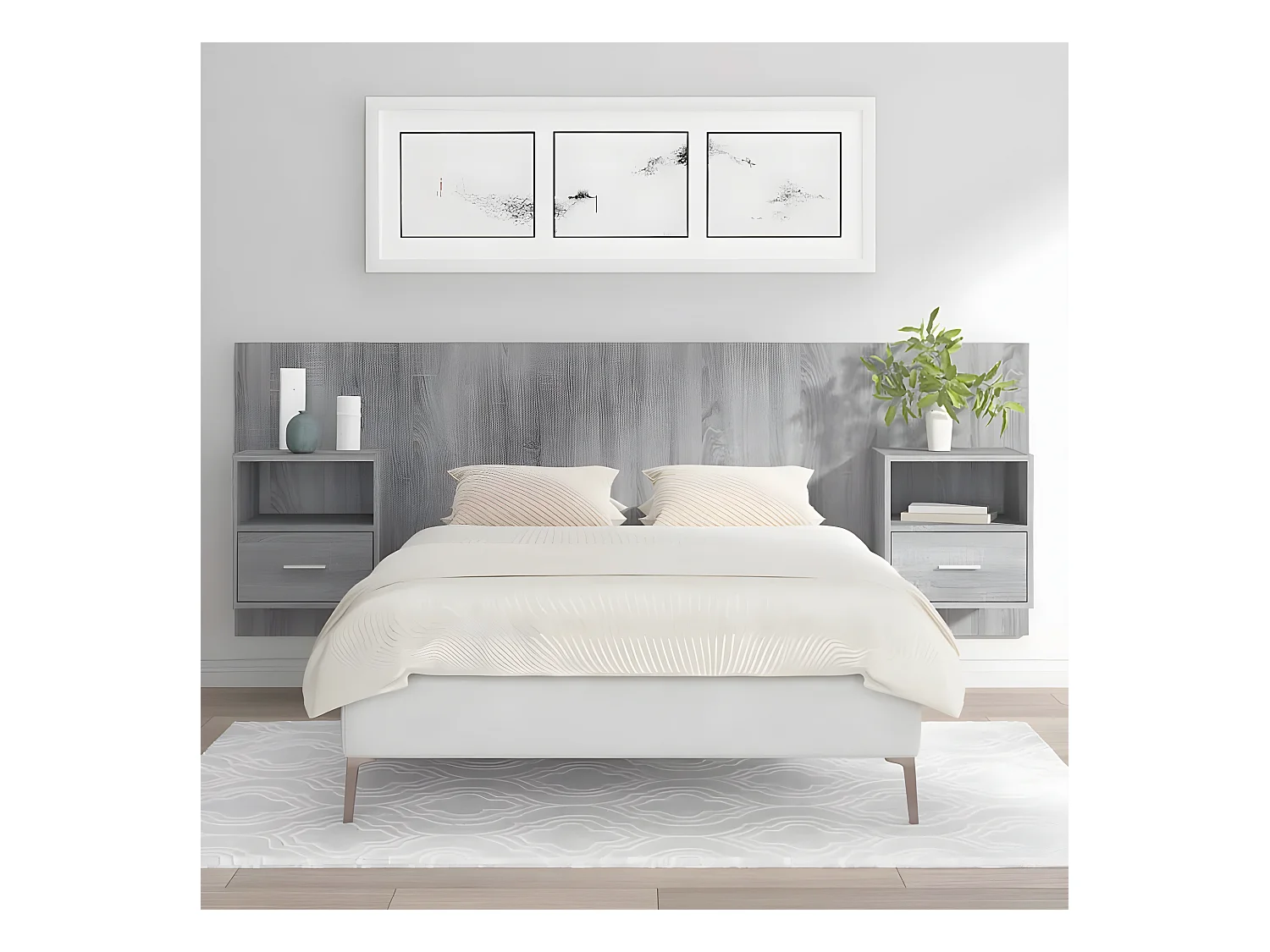 Tête de lit avec armoires Gris sonoma Bois d'ingénierie