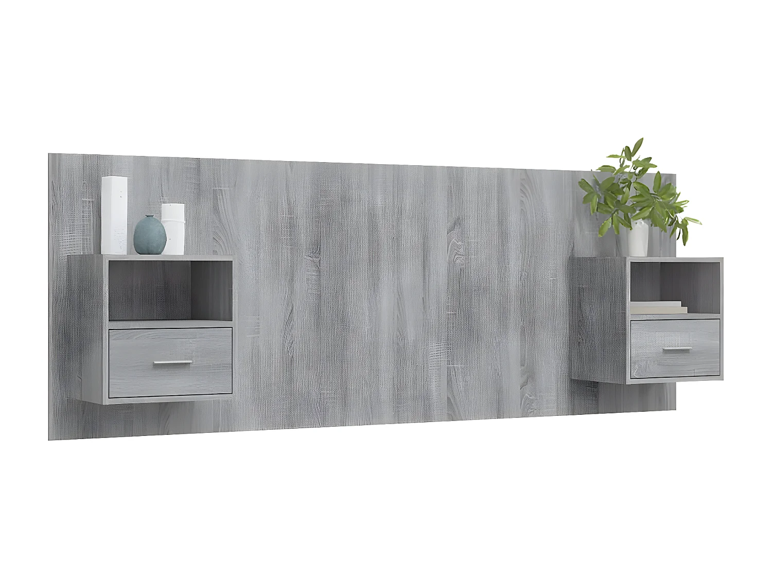 Tête de lit avec armoires Gris sonoma Bois d'ingénierie