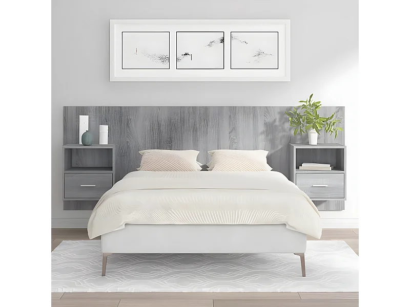 Tête de lit avec armoires Gris sonoma Bois d'ingénierie