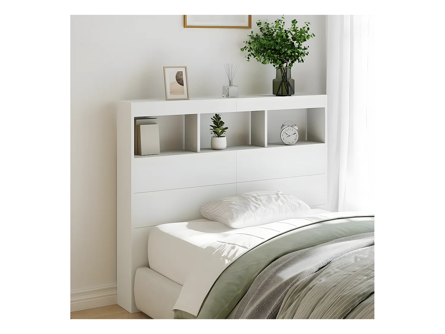 Armoire tête de lit avec LED blanc 120x17x102 cm