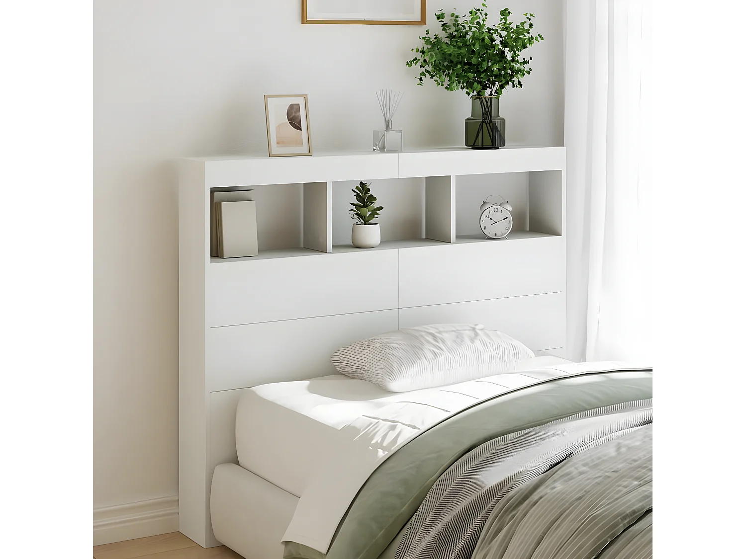 Armoire tête de lit avec LED blanc 120x17x102 cm