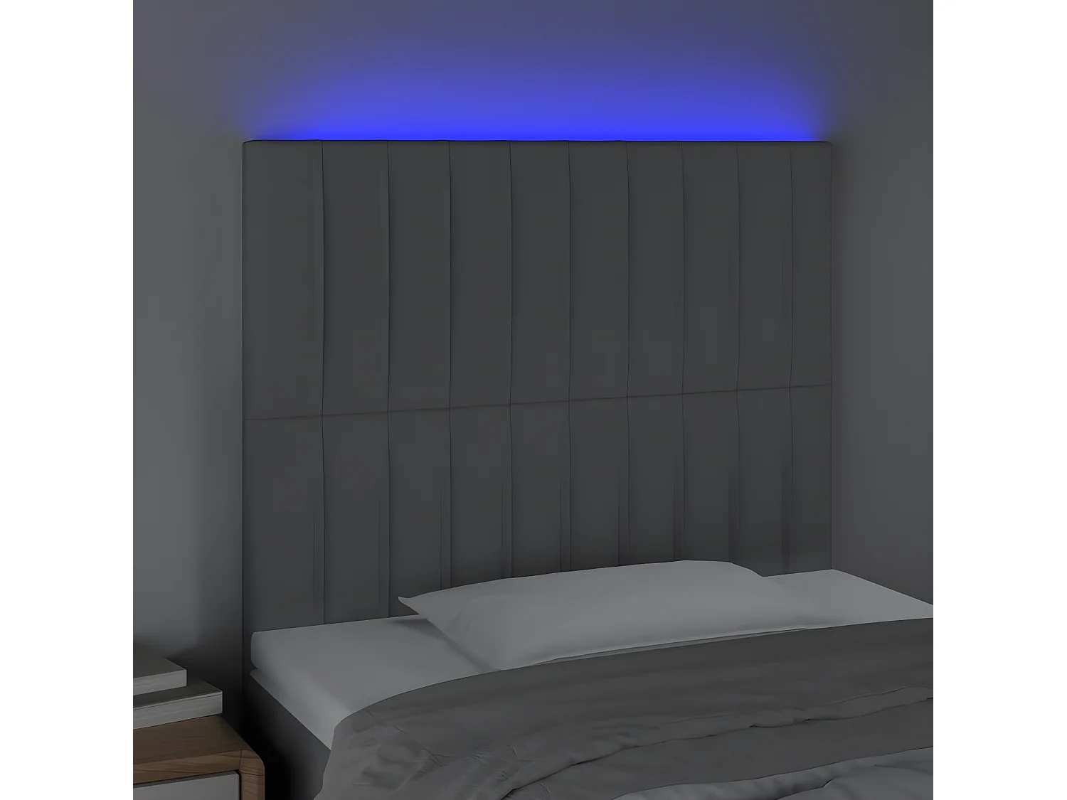 Tête de lit à LED Gris clair 100x5x118/128 cm Tissu