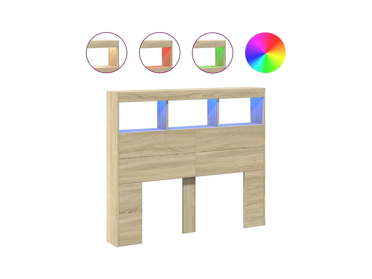 Armoire tête de lit avec LED chêne sonoma 120x17x102 cm