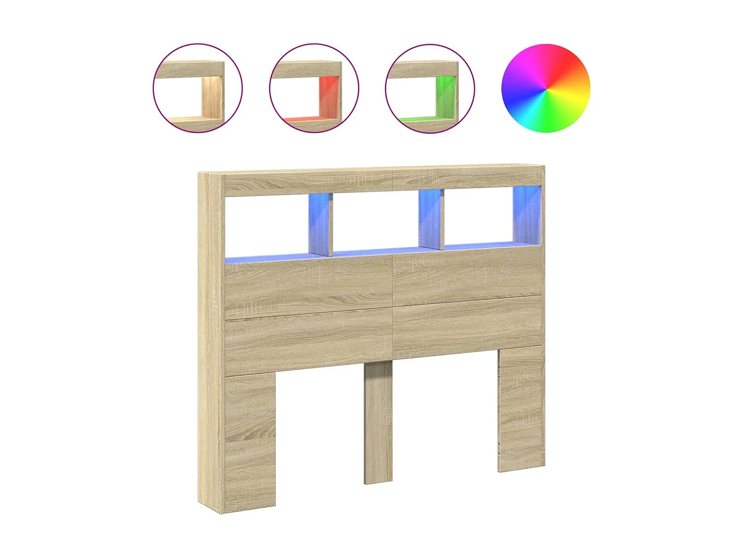 Armoire tête de lit avec LED chêne sonoma 120x17x102 cm