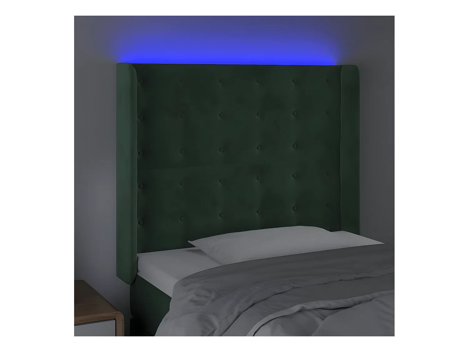 Tête de lit à LED Vert foncé 83x16x118/128 cm Velours