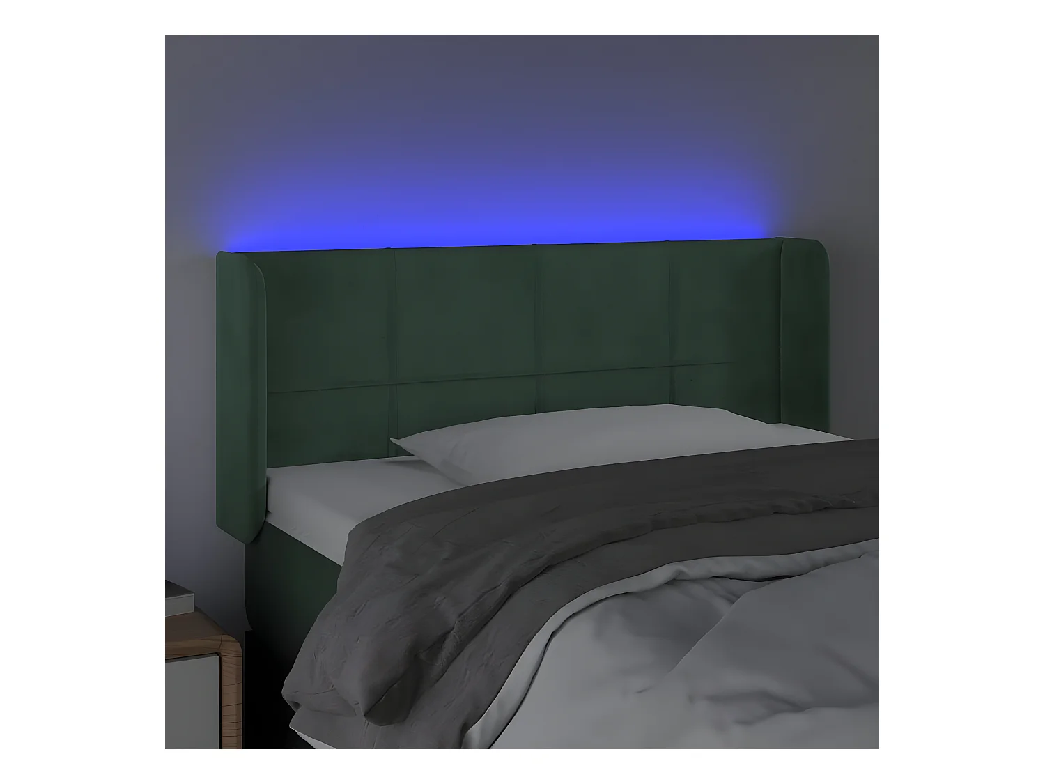 Cabecero con LED de terciopelo verde oscuro 83x16x78/88 cm