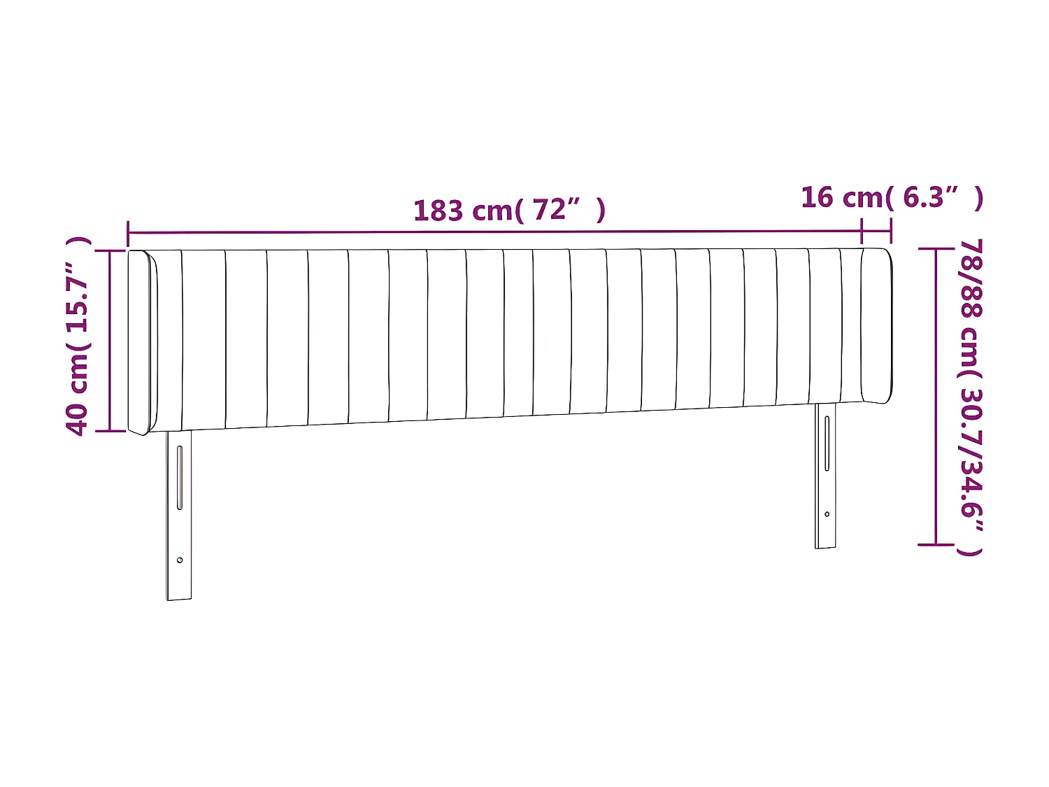 Tête de lit avec oreilles Rose 183x16x78/88 cm Velours