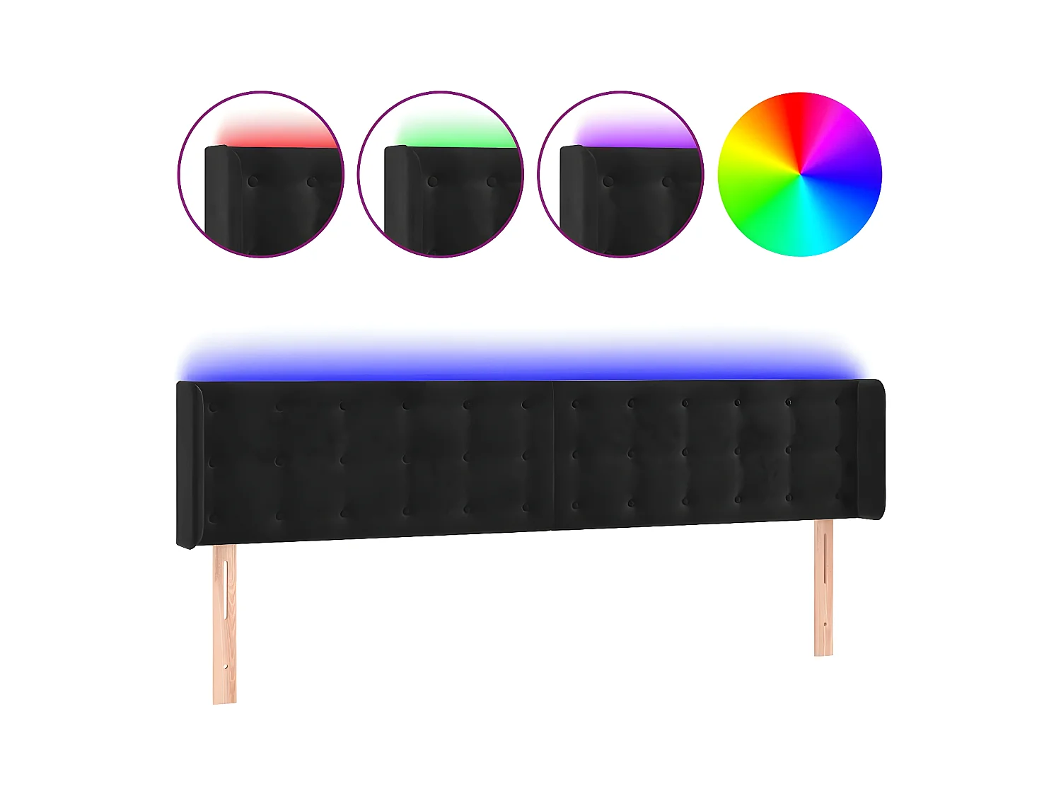 Hoofdbord LED 163x16x78/88 cm fluweel zwart