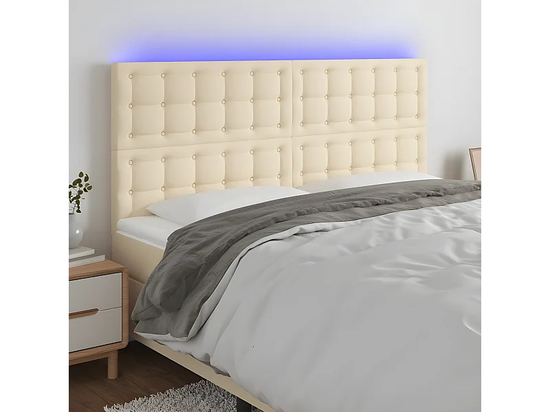 Tête de lit à LED Crème 160x5x118/128 cm Tissu