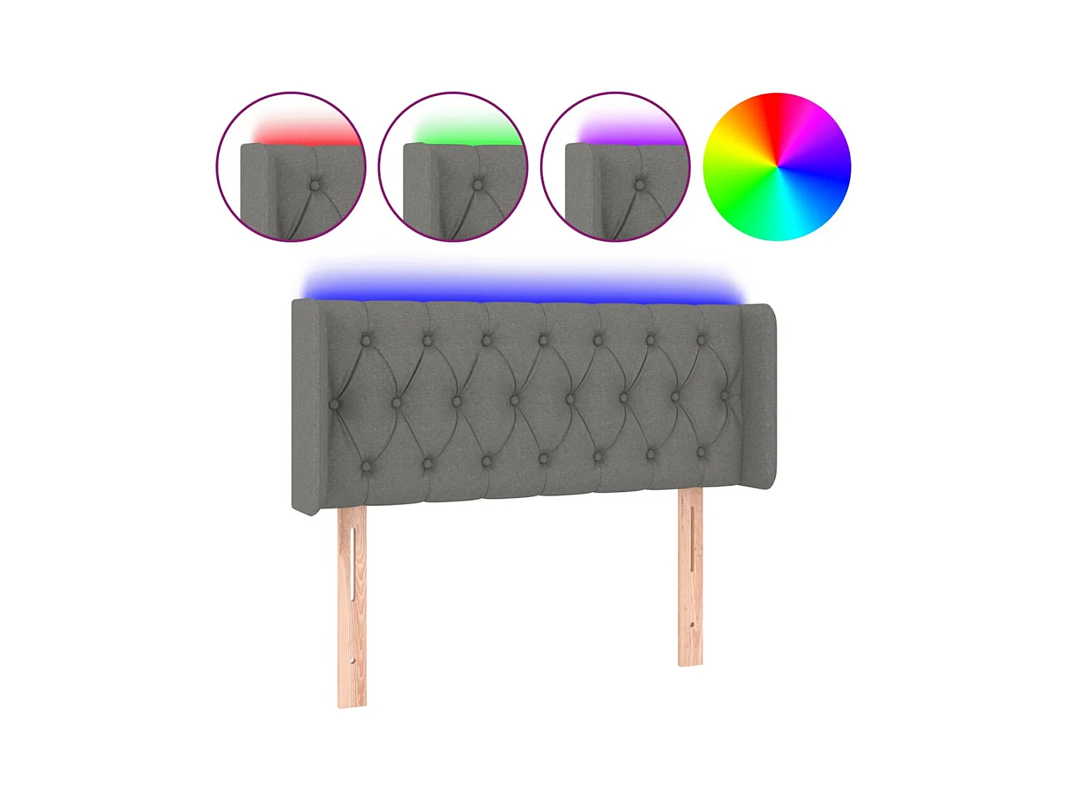 Hoofdbord LED 103x16x78/88 cm stof donkergrijs
