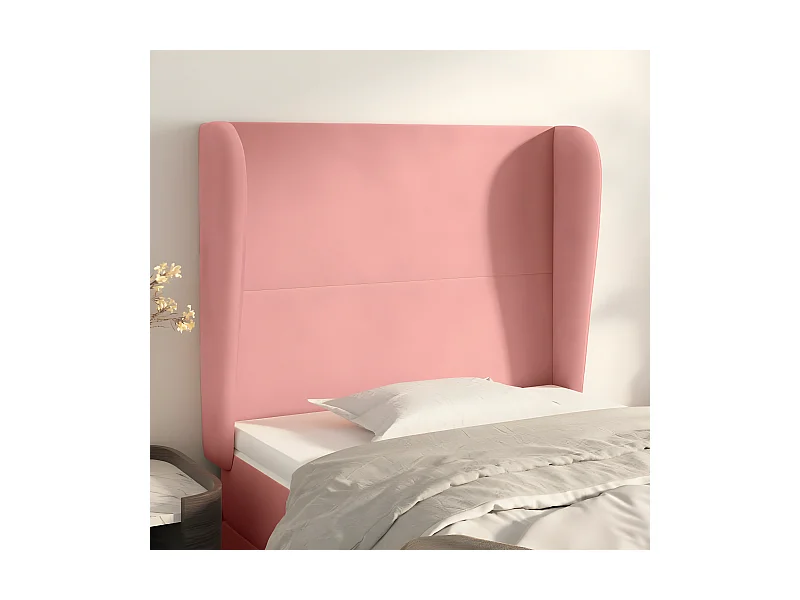 Tête de lit avec oreilles Rose 93x23x118/128 cm Velours