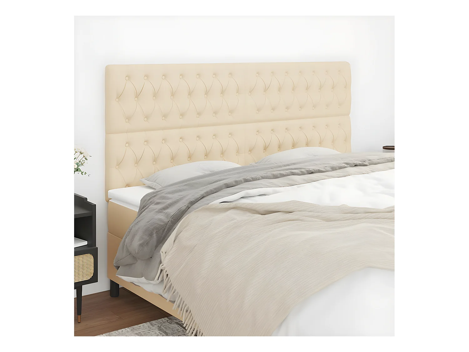 Têtes de lit 4 pièces Crème 90x7x78/88 cm Tissu