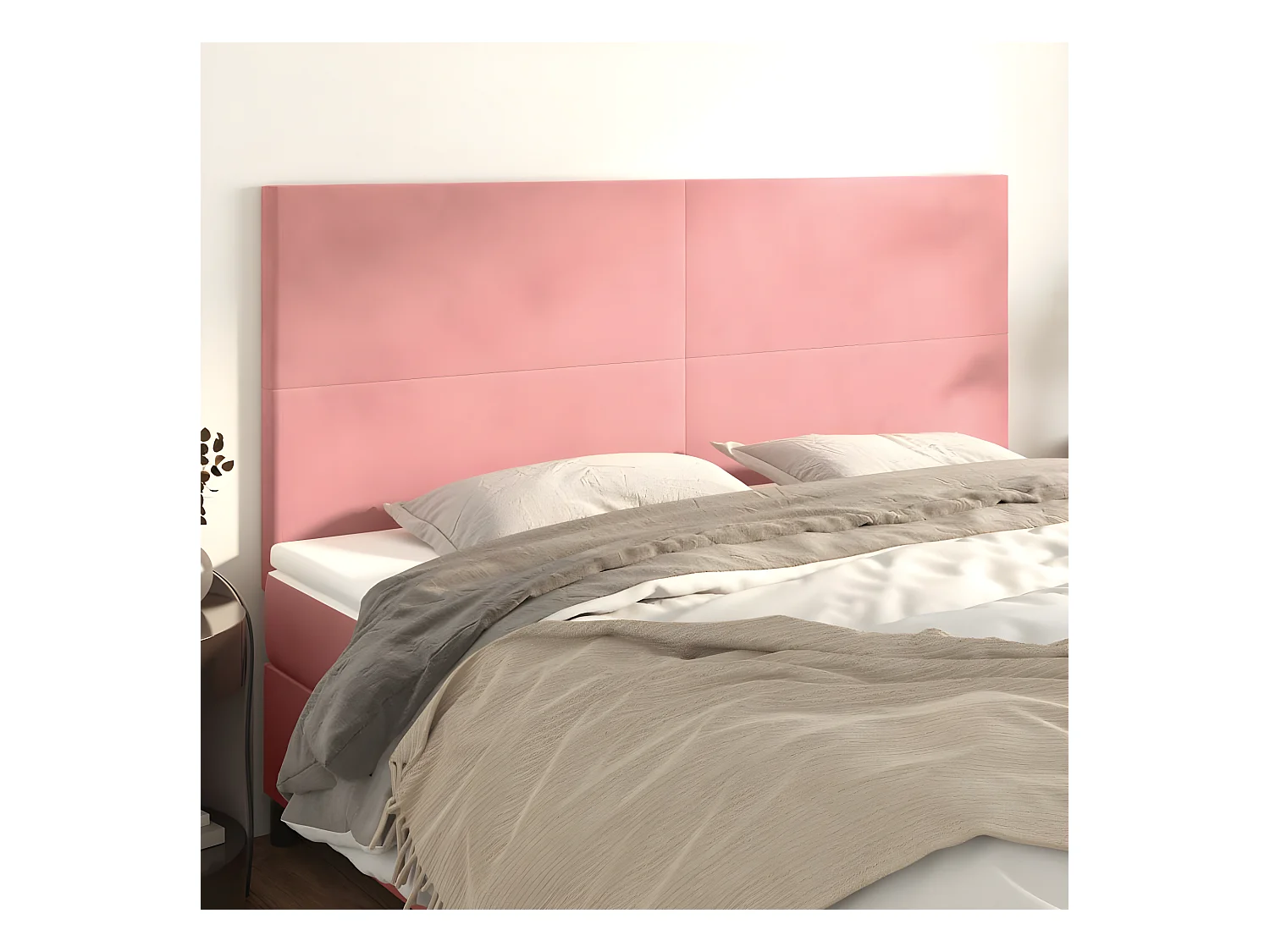 Hoofdborden 4 st 90x5x78/88 cm fluweel roze