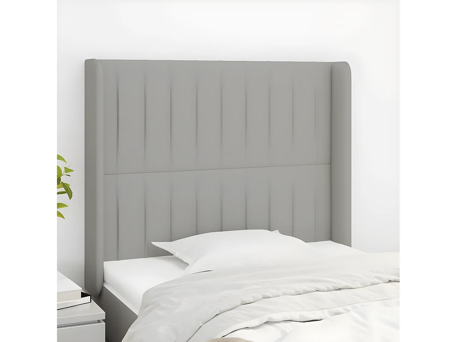 Tête de lit avec oreilles Gris clair 103x16x118/128 cm Tissu
