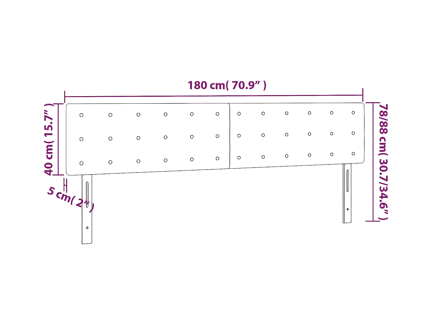 Cabecero con LED de terciopelo rosa 180x5x78/88 cm