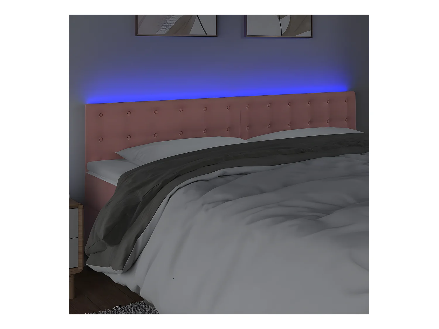 Cabecero con LED de terciopelo rosa 180x5x78/88 cm