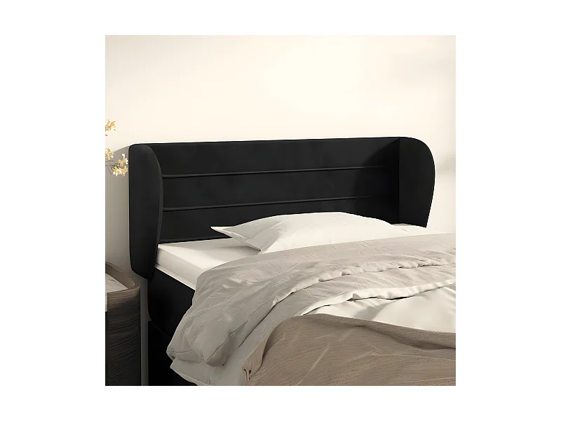 Cabeceira de cama c/ abas veludo 103x23x78/88 cm preto