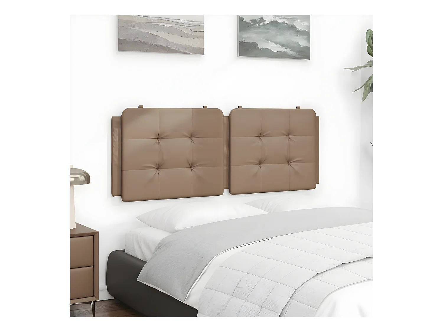 Coussin de tête de lit cappuccino 120 cm similicuir