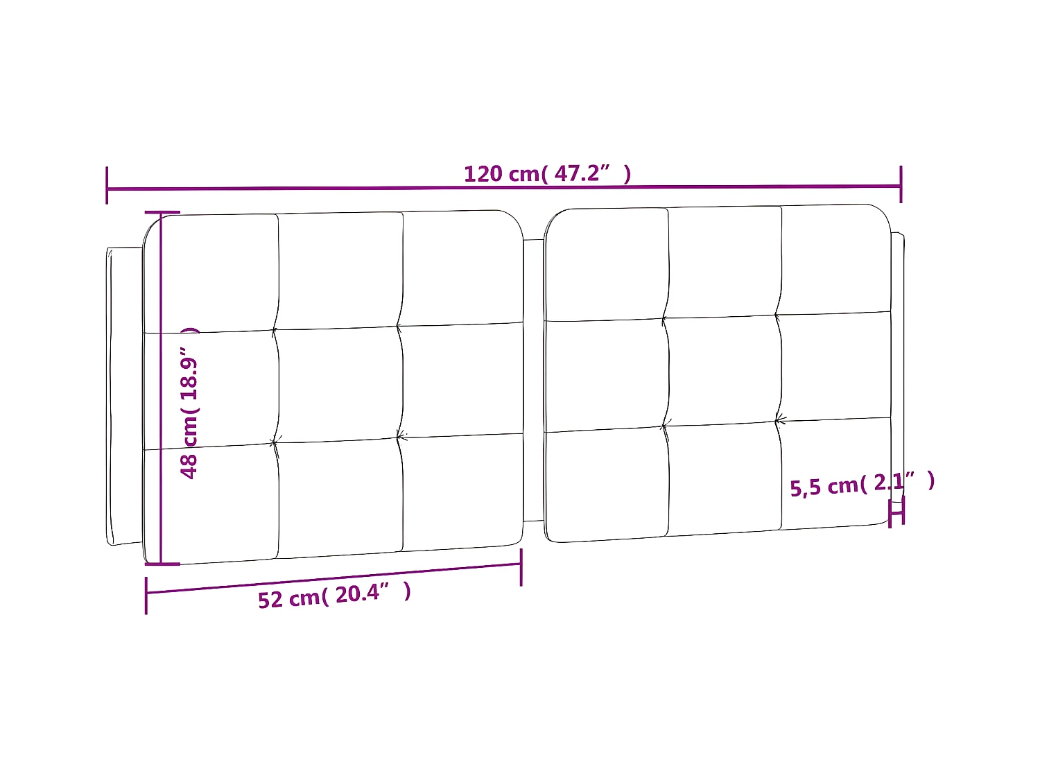 Coussin de tête de lit cappuccino 120 cm similicuir