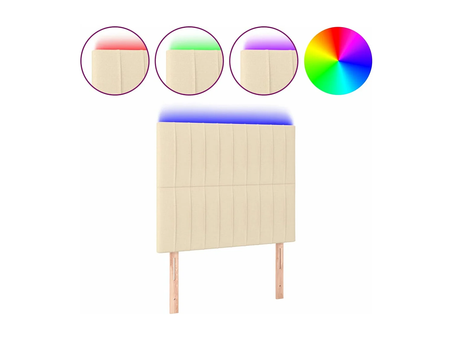 Tête de lit à LED Crème 100x5x118/128 cm Tissu