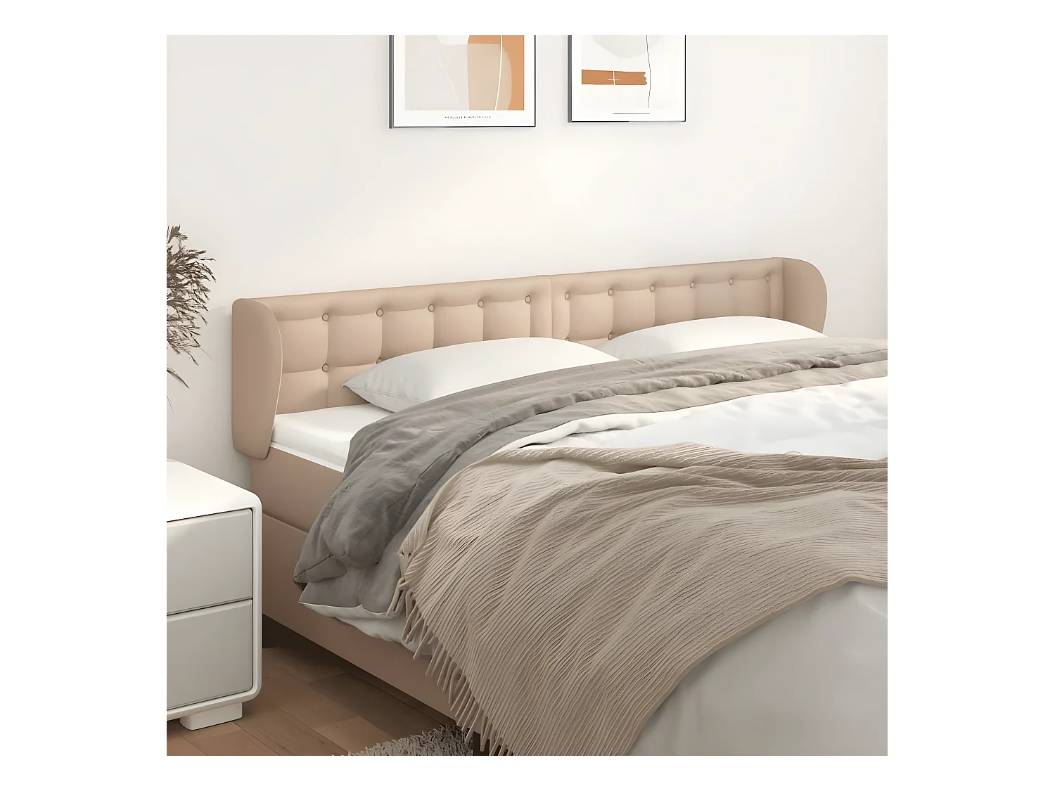 Tête de lit avec oreilles Cappuccino 203x23x78/88 cm Similicuir
