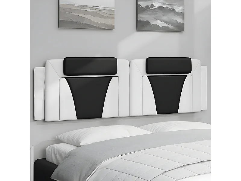 Hoofdbordkussen "Viana" 180 cm kunstleer wit en zwart