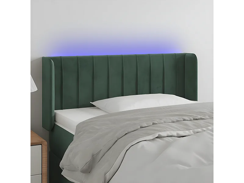 Tête de lit à LED Vert foncé 103x16x78/88 cm Velours