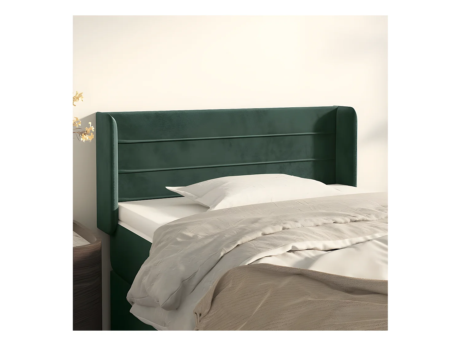 Tête de lit avec oreilles Vert foncé 103x16x78/88 cm Velours