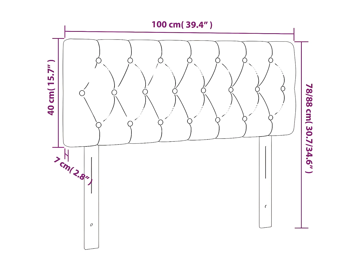 Cabeceira de cama veludo 100x7x78/88 cm rosa